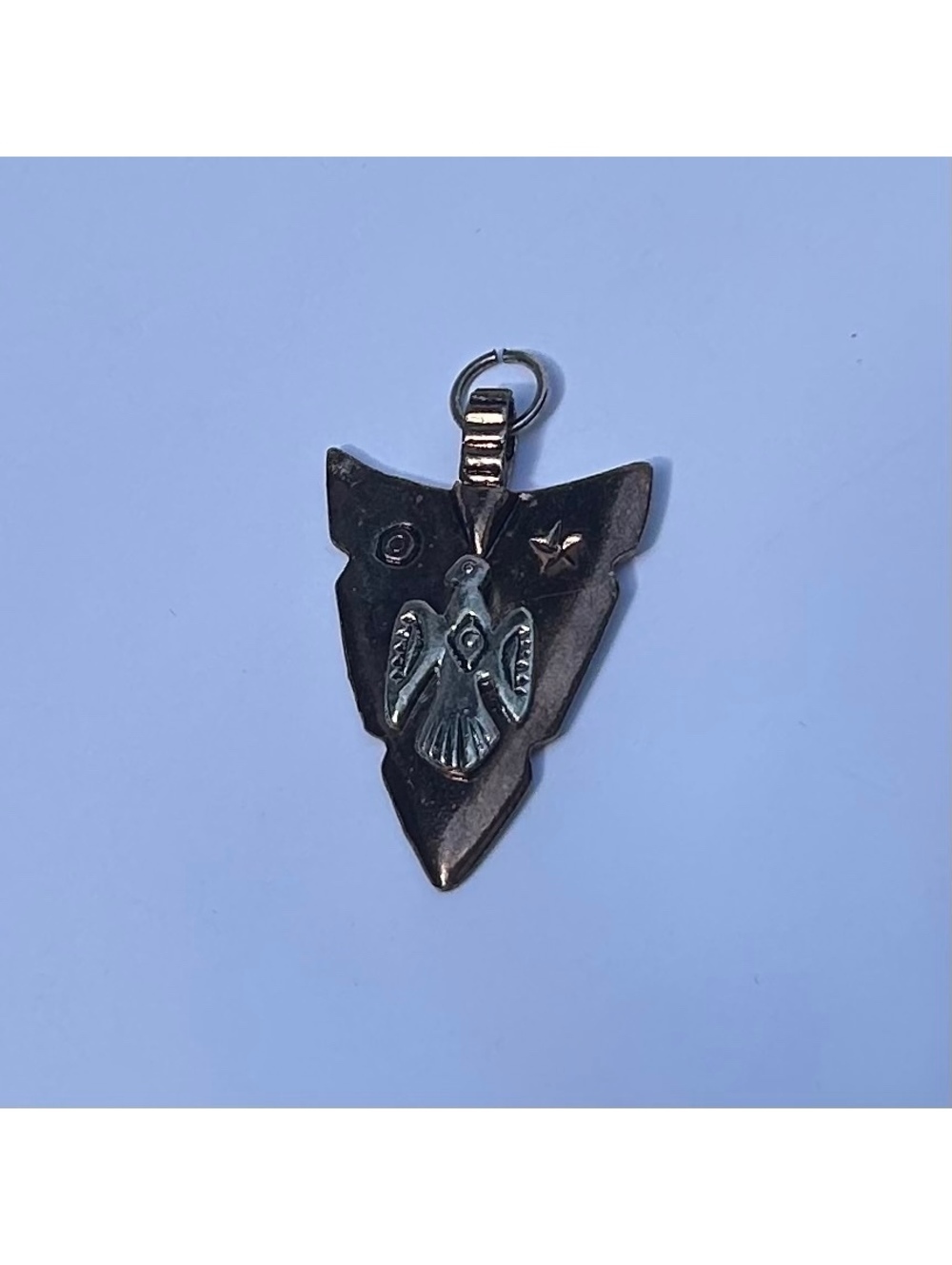 Handmade Jewelry - 1 1/2” Copper Tone and Silver Tone Arrowhead Pendant